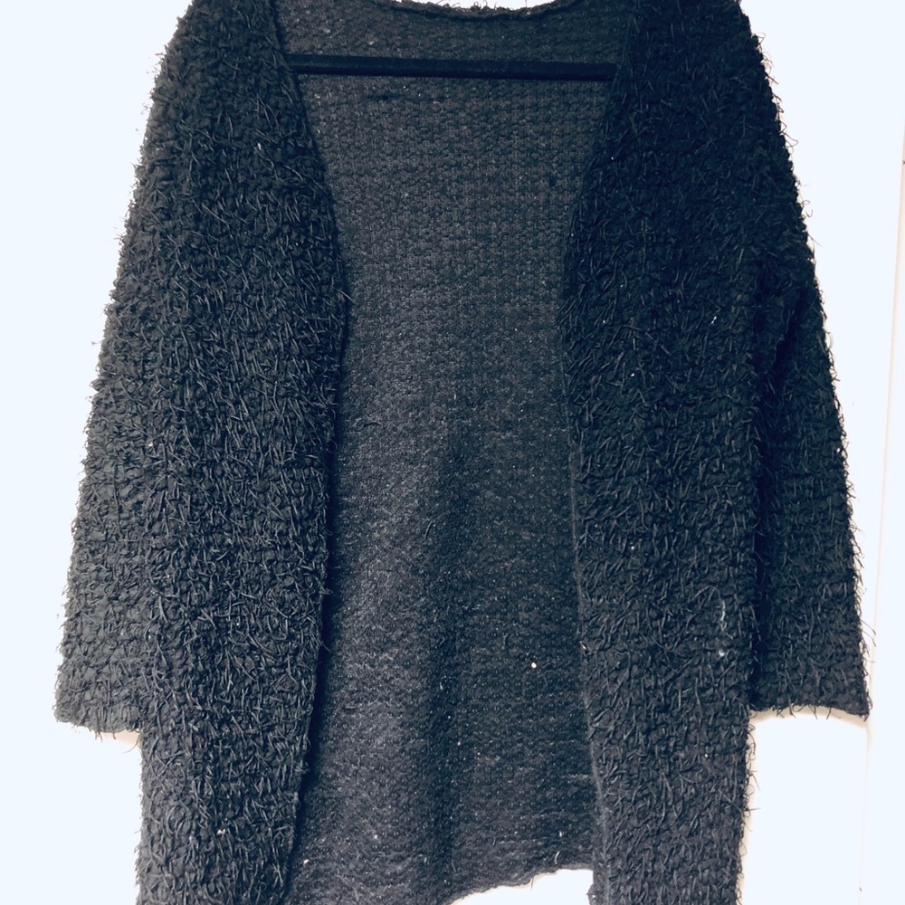 Black Fuzzy Cardigan (Fits like a Medium)